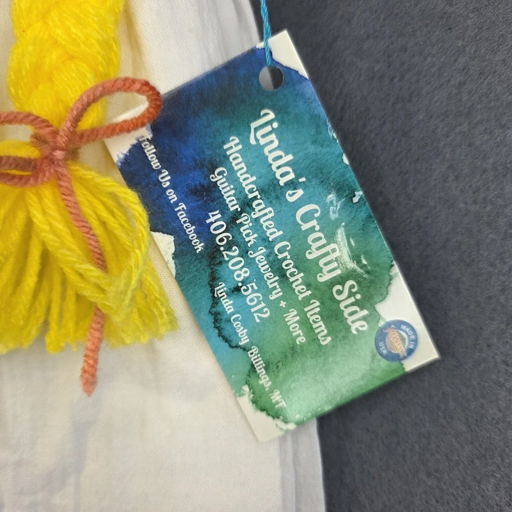 NWT Girl Gnome Kitchen Towel Topper & Towel Handmade Crochet Yellow Pink Teal